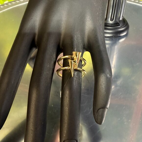 Kendra Scott 14k Gold-Plated Lightning Bolt Double Row Ring Size 7 - Picture 8 of 8